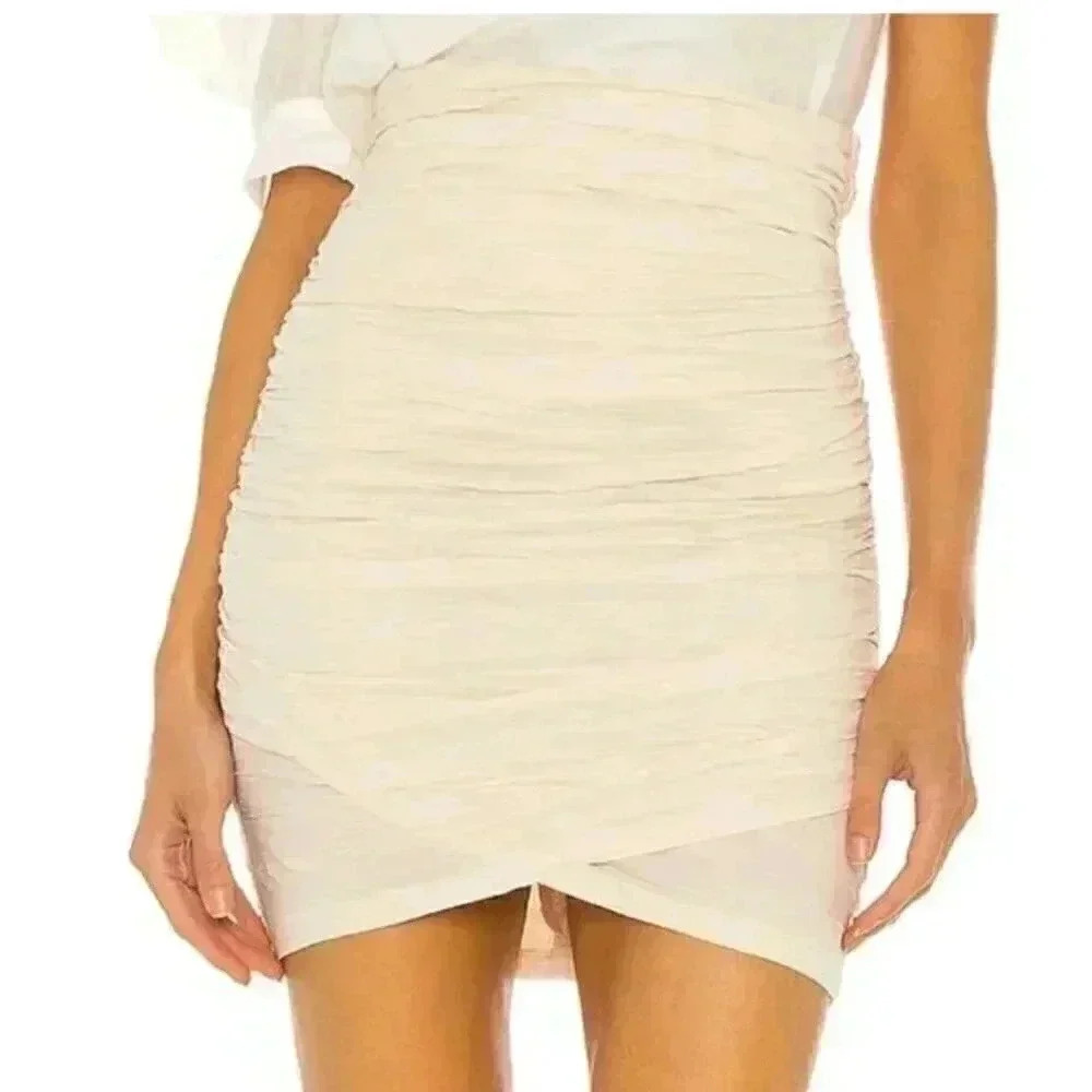 NWT Sabina Musayev Whistle Mini Skirt in Ivory Cream Nude High Waisted in XSMALL